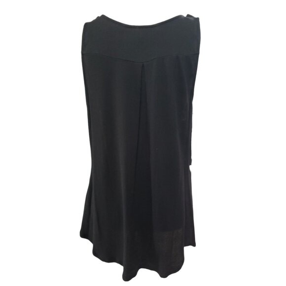 EXPRESS Womens V-Neck Sleeveless Black & Blue Floral Print Blouse Large - Picture 3 of 7